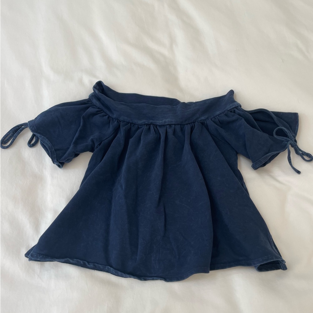 Anthropologie Off the Shoulder Navy Top, S-M